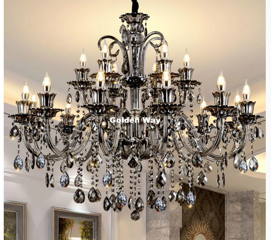 

European Modern Smokey K9 Crystal Chandelier Lustre Crystal Chandeliers Light Lustres De Cristal Chandelier LED Villa Pendants