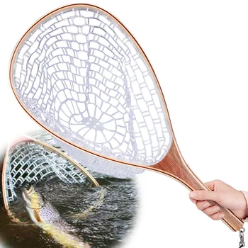 Fly Fishing Net wooden handl Landing Soft Rubber Mesh Trout fish Catch and Release Fishing Net White
Fly Fishing Net wooden handl Landing Soft Rubber Mesh Trout fish Catch and Release Fishing Net White