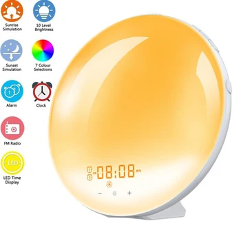 Sunrise Alarm Clock - Digital LED Clock with 6 Color Switch and FM Radio for Bedroom, Multiple Nature Sounds with Snooze
Sunrise Alarm Clock - Digital LED Clock with 6 Color Switch and FM Radio for Bedroom, Multiple Nature Sounds with Snooze