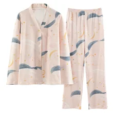 Spring / Summer 2021 New 100% viscose long-sleeved trousers ladies pajamas suit simple style long pajamas women's home service
Spring / Summer 2021 New 100% viscose long-sleeved trousers ladies pajamas suit simple style long pajamas women's home service