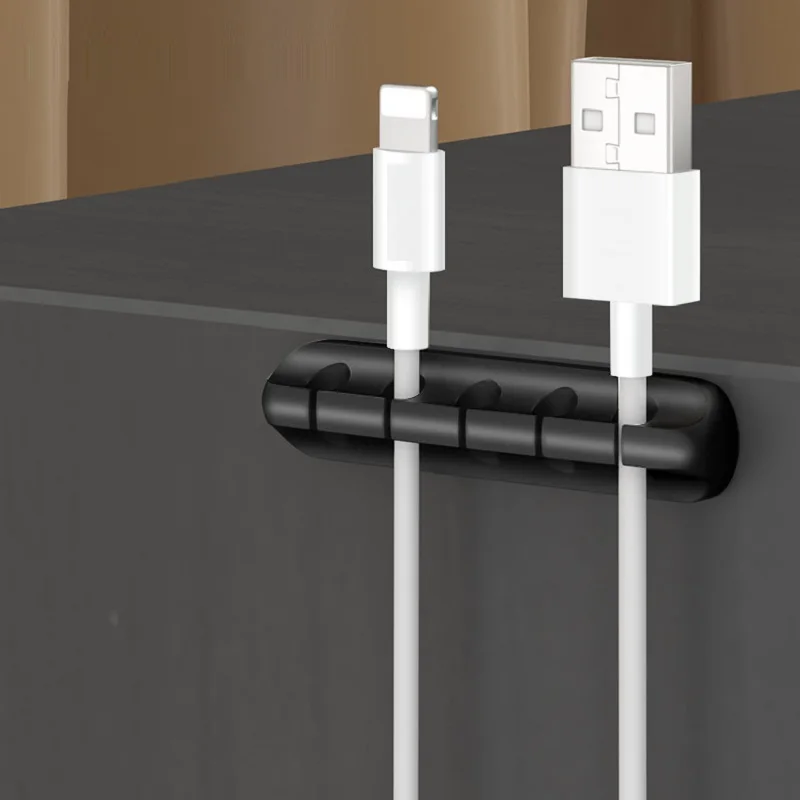 Органайзер для кабелей силиконовый держатель USB гибкие зажимы управления
