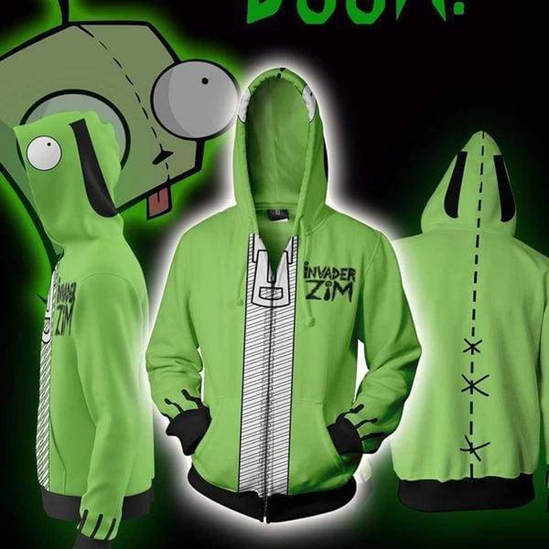 Anime Movie Invader Alien Zim Cosplay Printing Hoodie Sweatshirts Spring Autumn Men's Casual Zipper Cardigan Jacket
Anime Movie Invader Alien Zim Cosplay Printing Hoodie Sweatshirts Spring Autumn Men's Casual Zipper Cardigan Jacket