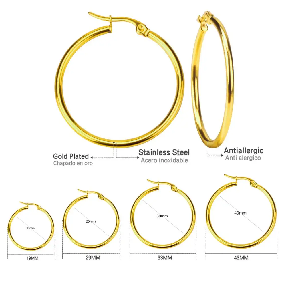 : LUXUSTEEL 1 пара нержавеющая SteelHoop серьги круг aretes Mujer круглые золотые Модные не