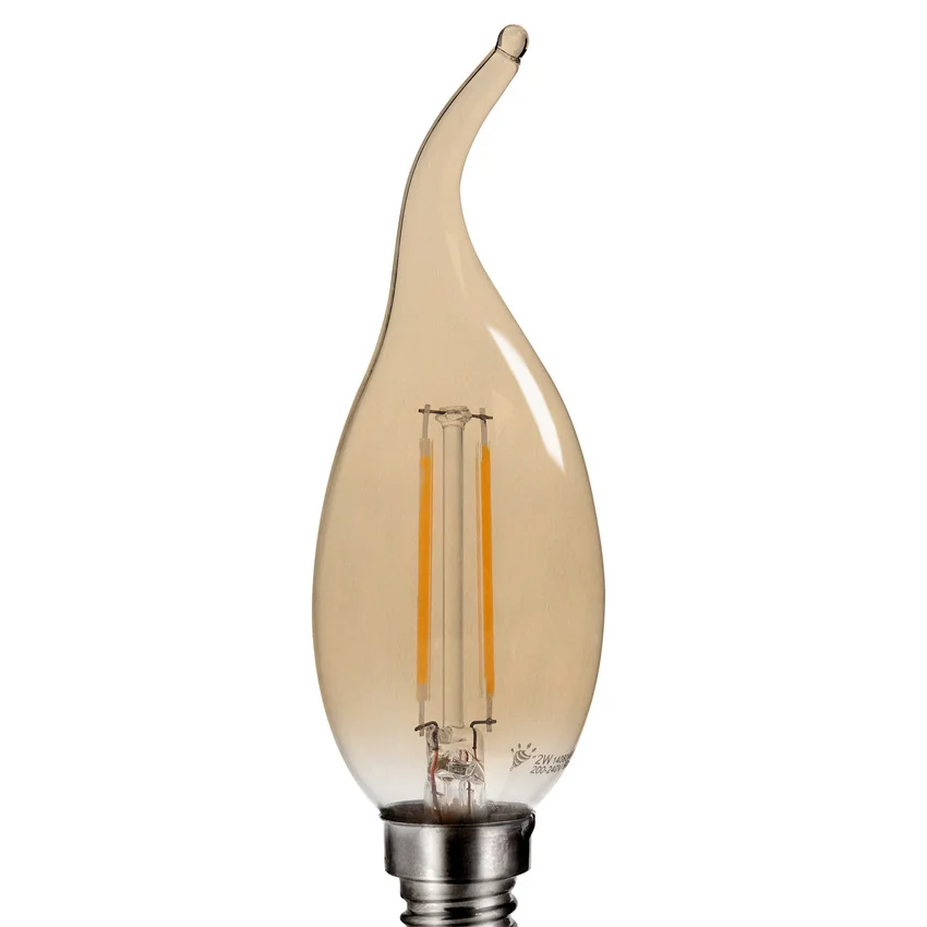 

YANG MIN Free Shipping 2021 Good Selling Dimmable 2200k super warm white C35T 4W E14 Appealing Amber Glass LED Filament Bulb