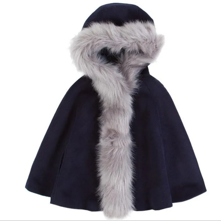 Baby girl winter Fur navy blue stitching woolen outwear kids England style baby cloak shawl
Baby girl winter Fur navy blue stitching woolen outwear kids England style baby cloak shawl