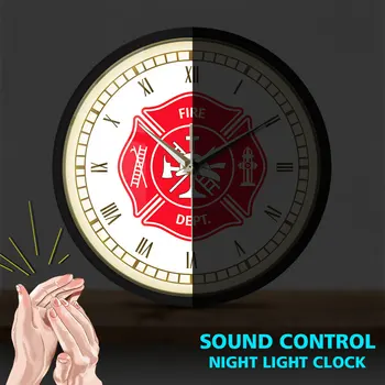 First Responder Fire Department Badge Logo Sound Activated Wall Clock with LED illumination Firefighter Maltese Cross Watch
First Responder Fire Department Badge Logo Sound Activated Wall Clock with LED illumination Firefighter Maltese Cross Watch
