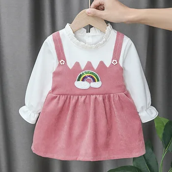 2020 Baby Girl Princess Dress Long Sleeves Pure Color Splicing Rainbow pattern Dress Casual Polyester Kids Dresses
2020 Baby Girl Princess Dress Long Sleeves Pure Color Splicing Rainbow pattern Dress Casual Polyester Kids Dresses
