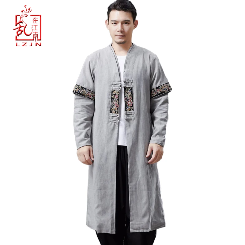 LZJN 2019 Men Autumn Trench Coat Cotton Linen Longline Long Sleeve Jacket Chinese Frog Buttons Outfit Overcoat with Pockets
LZJN 2019 Men Autumn Trench Coat Cotton Linen Longline Long Sleeve Jacket Chinese Frog Buttons Outfit Overcoat with Pockets