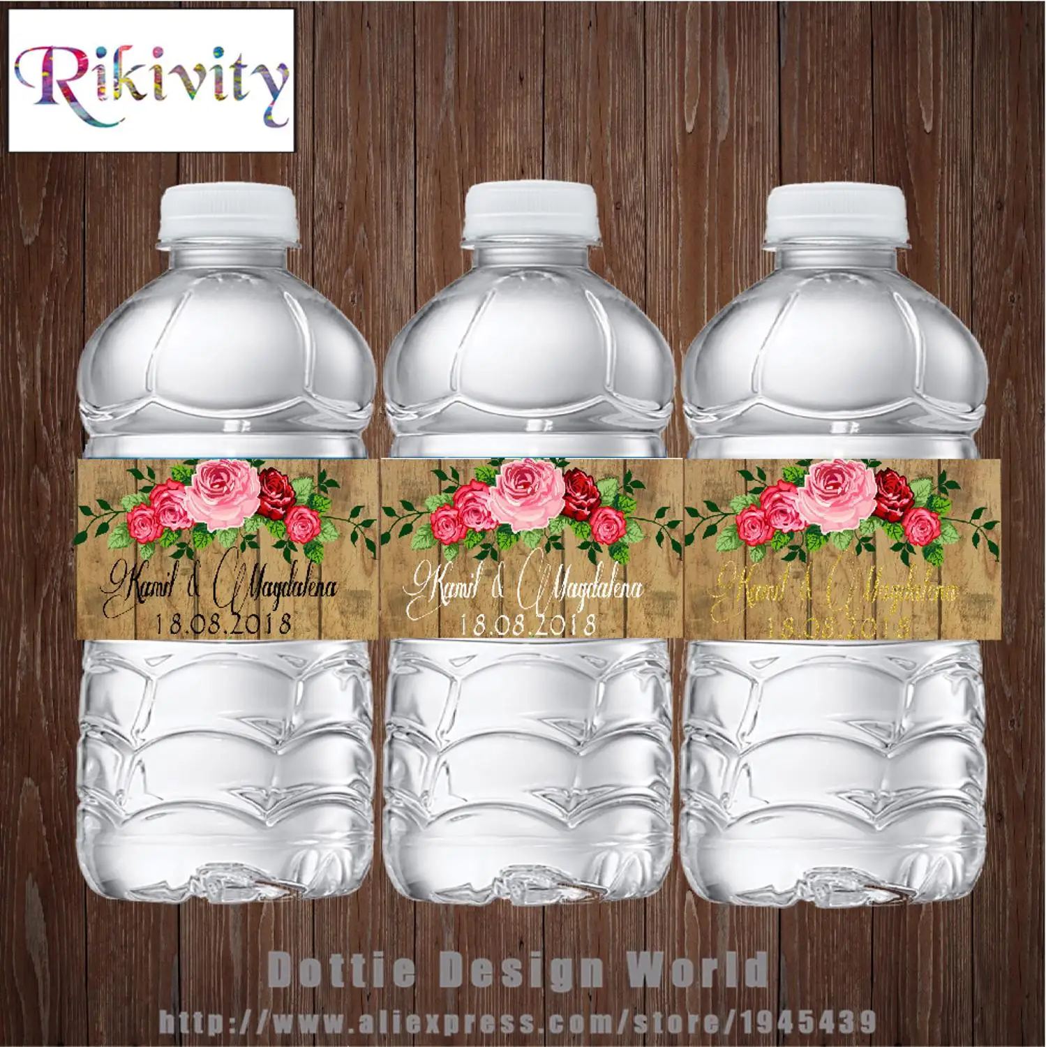 Rikivity 20 шт. пользовательские деревенские Свадебные бутылки для воды винные