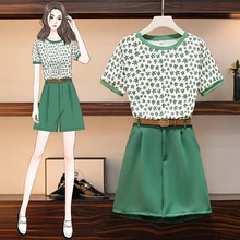 EHQAXIN Summer Autumn Women's Two-Piece Set Casual Green Printed T-Shirt Tops + High Waist Belt Wide Leg Shorts Set Female M-4XL
EHQAXIN Summer Autumn Women's Two-Piece Set Casual Green Printed T-Shirt Tops + High Waist Belt Wide Leg Shorts Set Female M-4XL