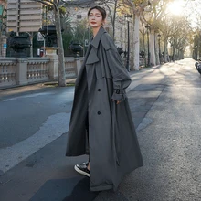 Korean Style Loose Oversized X-Long Women's Trench Coat Double-Breasted Belted Lady Cloak Windbreaker Spring Fall Outerwear
Korean Style Loose Oversized X-Long Women's Trench Coat Double-Breasted Belted Lady Cloak Windbreaker Spring Fall Outerwear