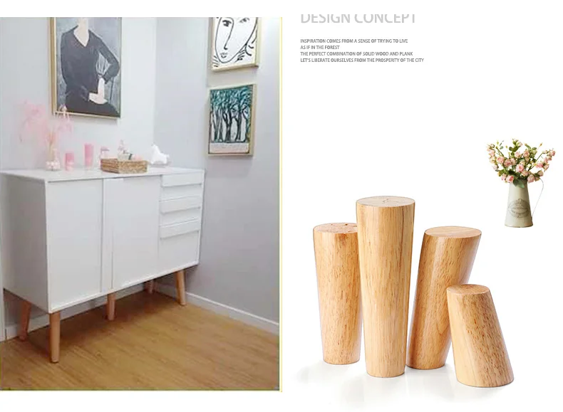 Description Picture 3 of item1pcs Solid Wood Legs for Furniture Replacement Straight Feet Cabinet Bed Sofa Dressing Table Chair Coffee Desk Inclined Foot