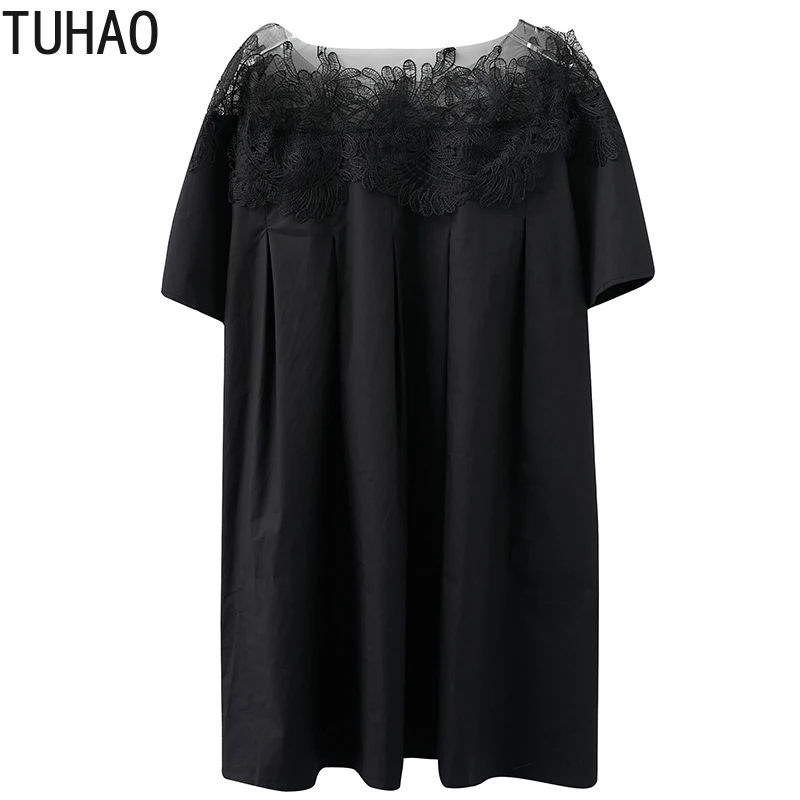 TUHAO Women Loose Casual Dress Short Sleeve Lace Collar Female Large Size Dresses for Woman Summer Black White Mini Dress
TUHAO Women Loose Casual Dress Short Sleeve Lace Collar Female Large Size Dresses for Woman Summer Black White Mini Dress
