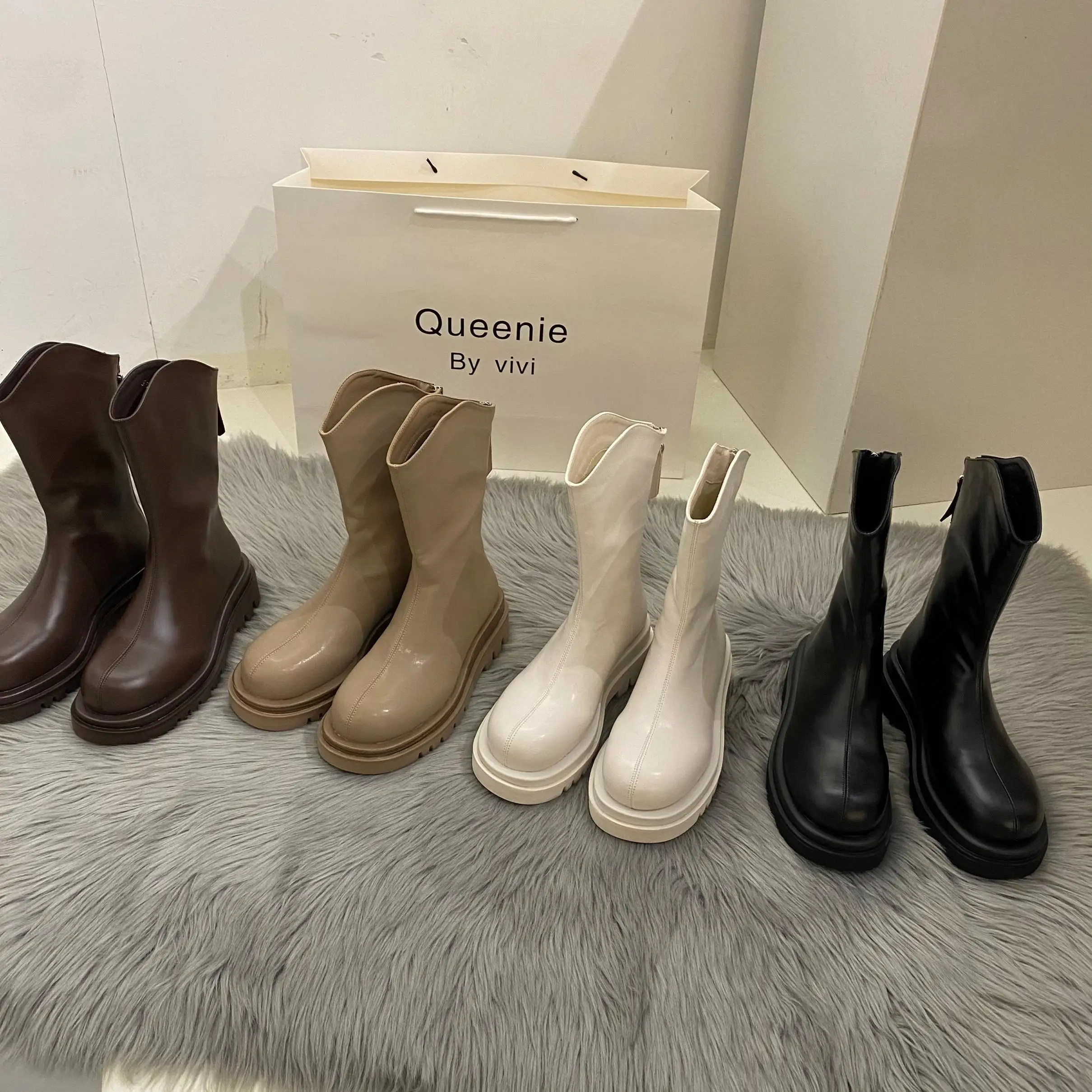 

2022 New Plush Ankle Boots For Women Autumn Winter Pu Leather Platform Chelsea Boots Woman Thick Sole Warm Cotton Shoes Booties