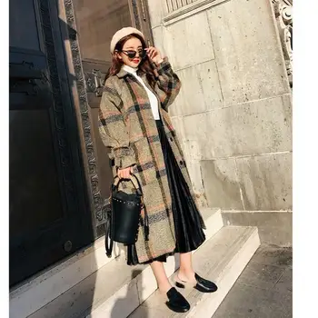 Elegant Solid Cashmere Long Coat Women Single-Breasted Woolen Plaid Coats Button Retro Loose Office Outwear
Elegant Solid Cashmere Long Coat Women Single-Breasted Woolen Plaid Coats Button Retro Loose Office Outwear