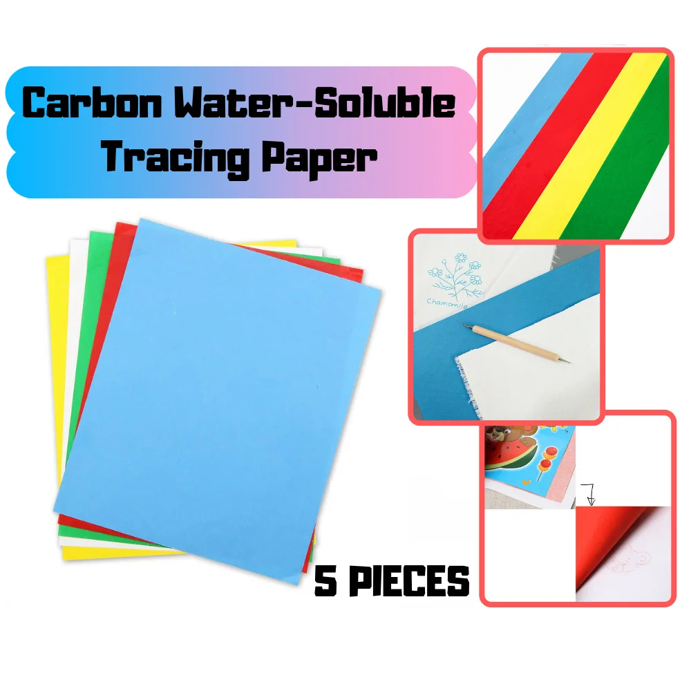 5 Pcs Transfer Paper Repeatedly Use Carbon Water-Soluble Tracing Paper Pattern Fabric Drawing Tracing Paper for Cloth
5 Pcs Transfer Paper Repeatedly Use Carbon Water-Soluble Tracing Paper Pattern Fabric Drawing Tracing Paper for Cloth