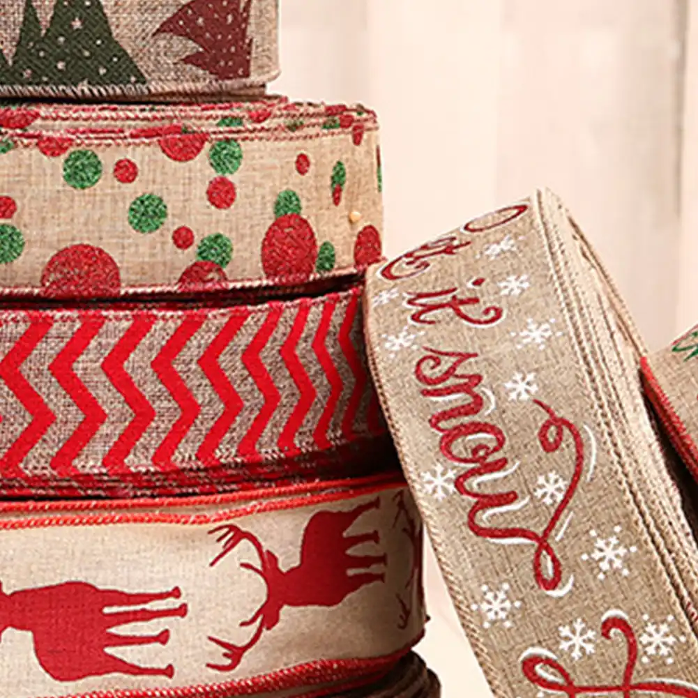 ribbons linen christmas gift box decoration party supply xmas