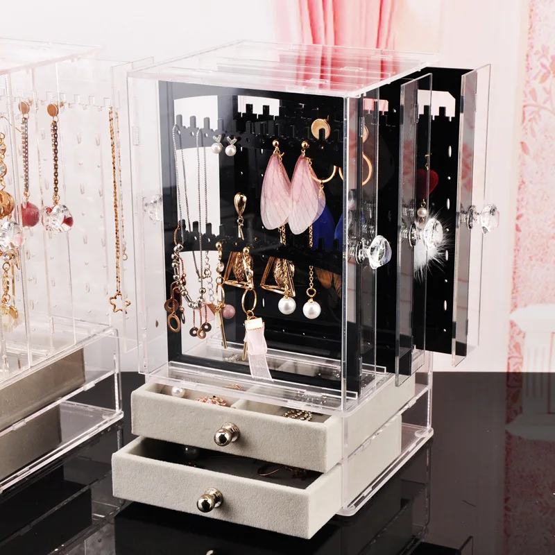 Creative Transparent Plastic Jewelry Rack Jewelry Storage Dust Dresser Earring Finishing Box Vertical Storage Box with Drawer
Creative Transparent Plastic Jewelry Rack Jewelry Storage Dust Dresser Earring Finishing Box Vertical Storage Box with Drawer