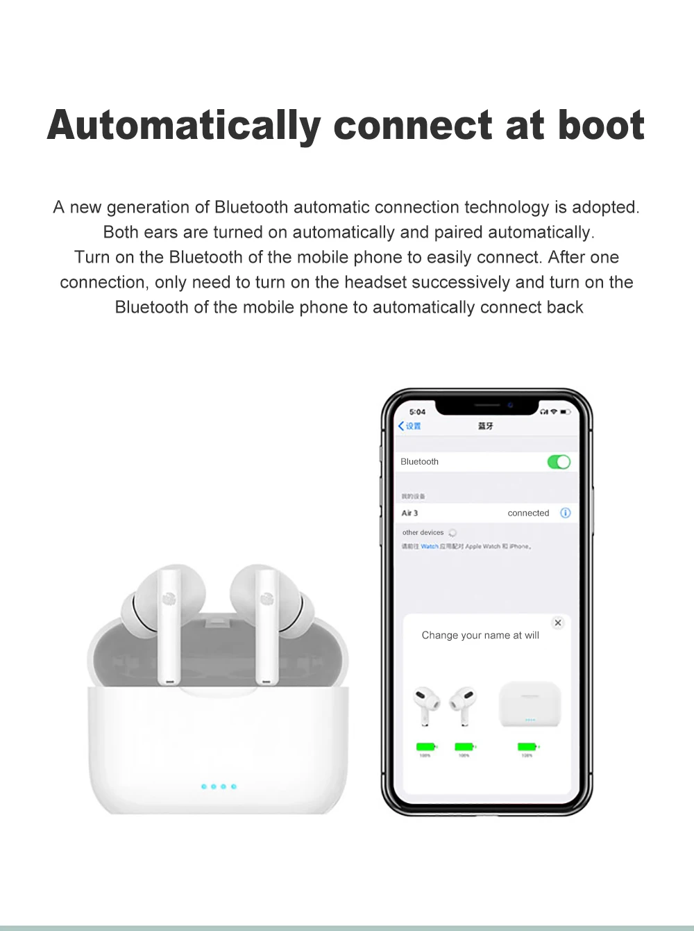 Wireless Bluetooth Earphone Air 3 TWS Earbuds with Mic Wireless Headphones With Pods Charging Case for iPhone Android Wireless Bluetooth Earphone Air 3 TWS Earbuds with Mic Wireless Headphones With Pods Charging Case for iPhone Android