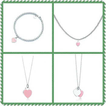 SHINETUNG TIFF Original 100% S925 Sterling Silver Pink Heart-Shape Pendant Trendy Bracelet Women Romance High-End jewelry Suit 
SHINETUNG TIFF Original 100% S925 Sterling Silver Pink Heart-Shape Pendant Trendy Bracelet Women Romance High-End jewelry Suit