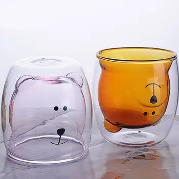 Innovative Bear Glass Cup Double-Layer Fresh Fashion Borosilicate Glass Transparent Wine Coffee Cup For Family, Parties And Bars 
Innovative Bear Glass Cup Double-Layer Fresh Fashion Borosilicate Glass Transparent Wine Coffee Cup For Family, Parties And Bars