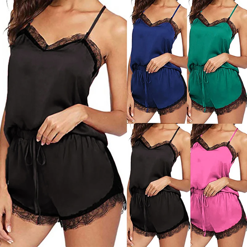 2020 Spring Two Piece Pajamas Set Sexy Silk Satin Top And Shorts Pyjamas Female Sleep Two Piece Set Loungewear Plus Size
2020 Spring Two Piece Pajamas Set Sexy Silk Satin Top And Shorts Pyjamas Female Sleep Two Piece Set Loungewear Plus Size