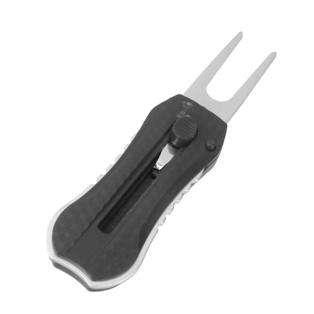 2x Multi-function Golf Ball Pitch Mark Black Divot Repair Switchblade Tool & Ball Marker Kit Golf Accessories for Golfer 2x Multi-function Golf Ball Pitch Mark Black Divot Repair Switchblade Tool & Ball Marker Kit Golf Accessories for Golfer