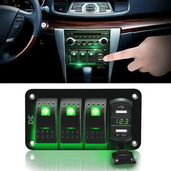 12V/ 24V 4 Gang Toggle Rocker Switch Panel With USB Interface LED Double Lights For Car Boat Marine RV Truck Red/Blue/Green
12V/ 24V 4 Gang Toggle Rocker Switch Panel With USB Interface LED Double Lights For Car Boat Marine RV Truck Red/Blue/Green