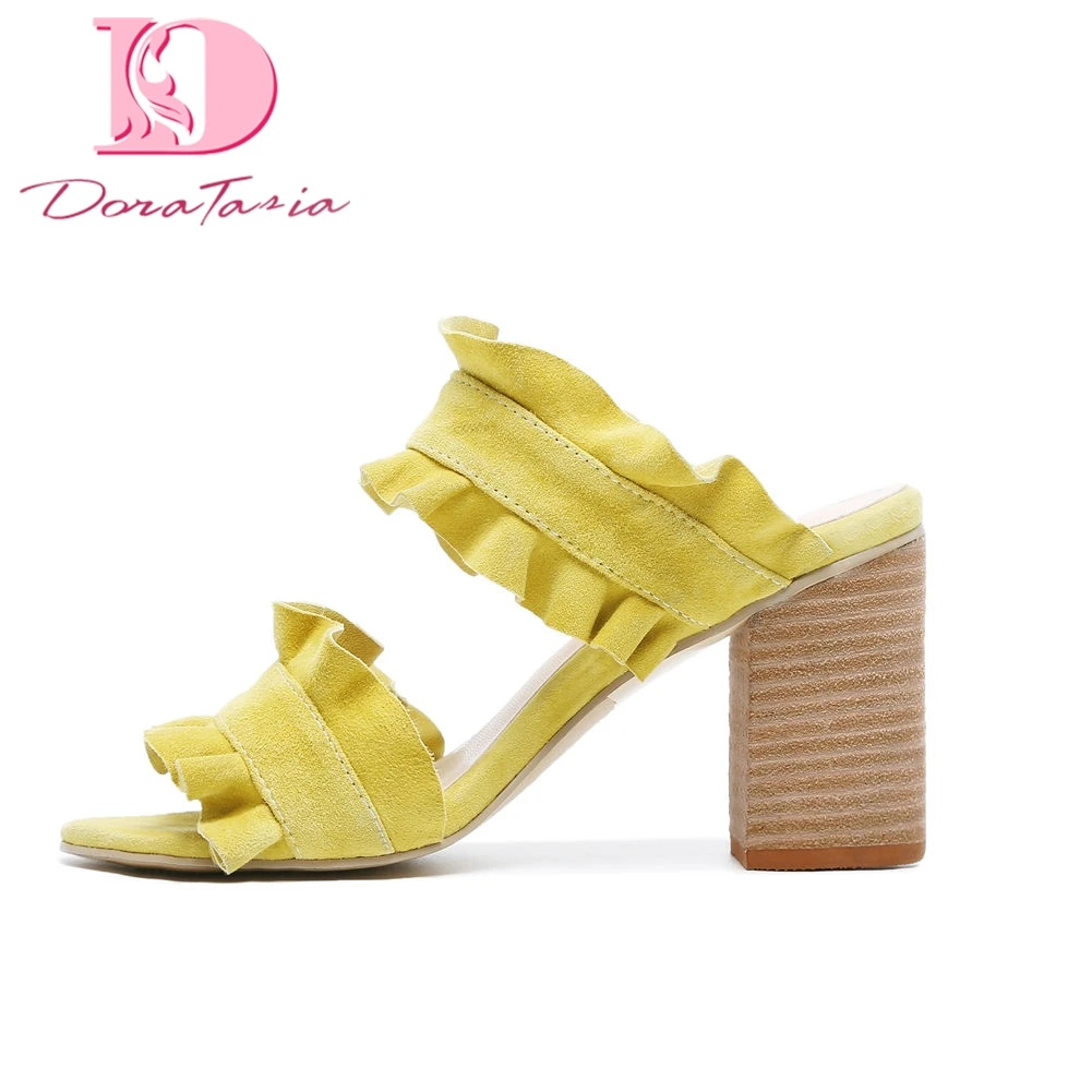 Doratasia 2019 Fashion Brand Ruffles Large Size Party Mules Pumps Woman Shoes Kid Suede Leather High Heels Shoes Women Sandals 
Doratasia 2019 Fashion Brand Ruffles Large Size Party Mules Pumps Woman Shoes Kid Suede Leather High Heels Shoes Women Sandals