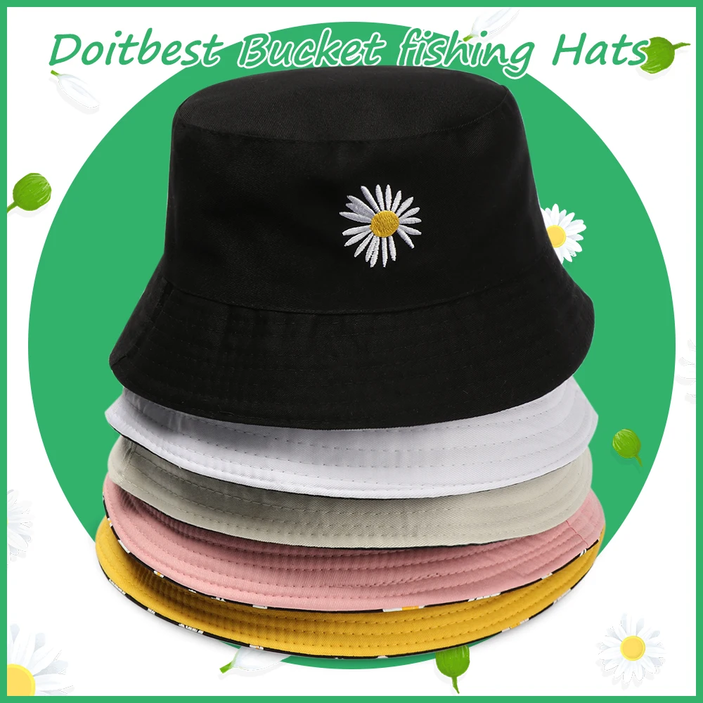 2020 Summer Double-Sided Daisies Bucket Hat Cotton Foldable Fisherman Cap For Women Men Fashion Casual Outdoor Sunscreen Hat 2020 Summer Double-Sided Daisies Bucket Hat Cotton Foldable Fisherman Cap For Women Men Fashion Casual Outdoor Sunscreen Hat