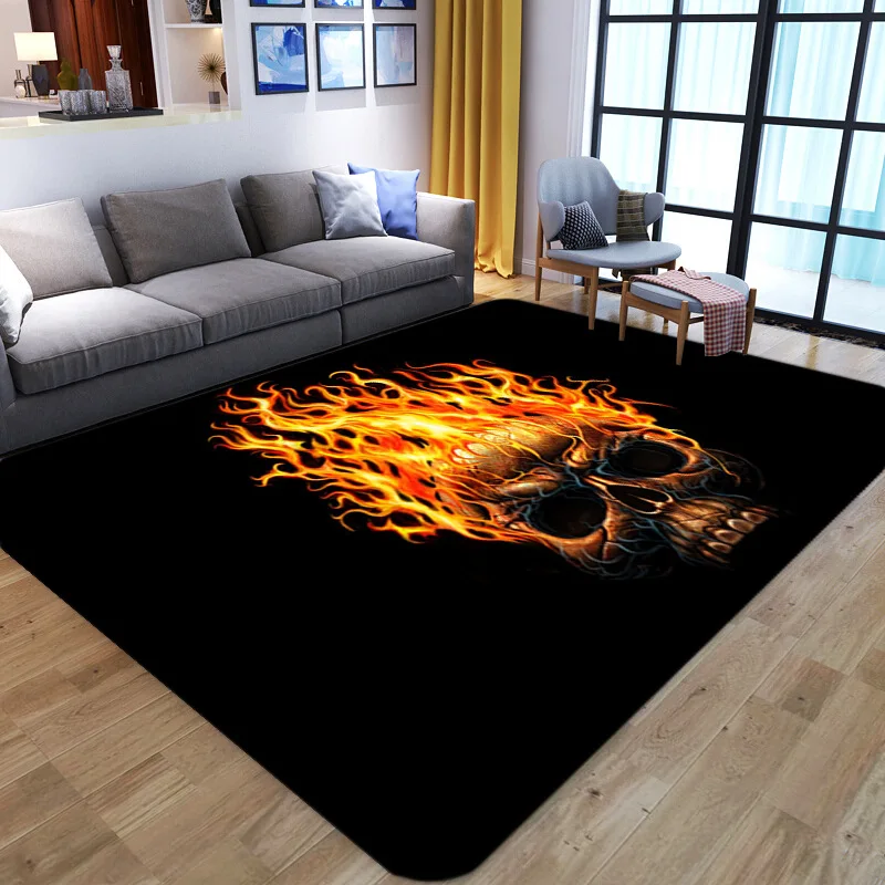 

Modern Abstract Skull Area Rugs Anti-Skid Rectangular Rug Home Decorative Carpet for Dorm Bedroom Living Room BJStore