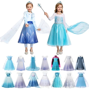 

VOGUEON Snow Queen 2 Princess Girls Dress Elsa Costume Kids For Halloween Party Cosplay Elza 2 Dress Up Fancy Vestido Infantil
