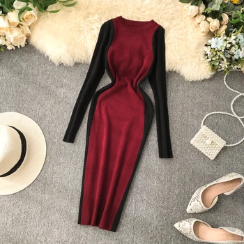 2020 Slim Ladies Patchwork Dresses Autumn Winter Bodycon Knitted Sweater Mini Short Dress Party Women Casual Sheath Vestidos
2020 Slim Ladies Patchwork Dresses Autumn Winter Bodycon Knitted Sweater Mini Short Dress Party Women Casual Sheath Vestidos