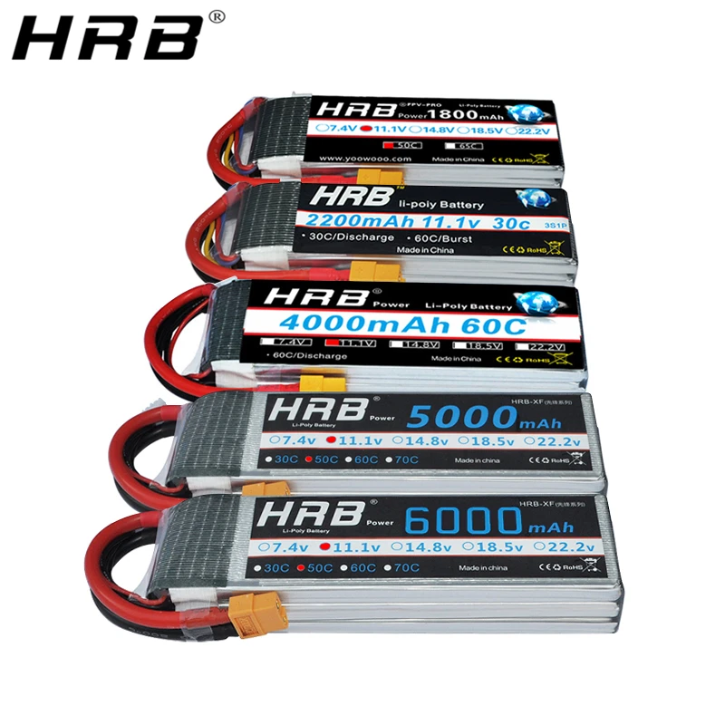 HRB RC 3S lipo батарея 11 1 В 5000 мАч 6000 2600 3000 3300 1800 12000 22000 с деканов штекер для