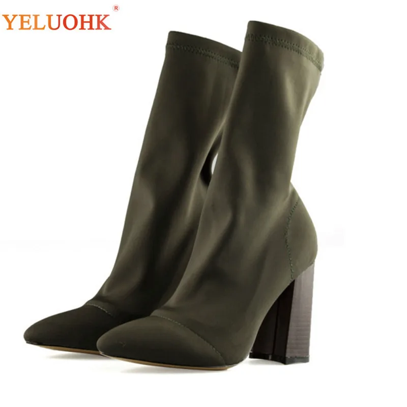 Women's Ankle Boots Pointed Toe Fashion Fabric Boots High Quality Women Socks Boot Black Green 34-40 Plus Size Autumn Women Shoe
Women's Ankle Boots Pointed Toe Fashion Fabric Boots High Quality Women Socks Boot Black Green 34-40 Plus Size Autumn Women Shoe