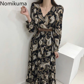 Nomikuma Floral Women Elegant Dress 2020 Spring Long Sleeve V-neck Office Workwear Dresses Slim Waist Ruffle Long Vestido 3Z091 
Nomikuma Floral Women Elegant Dress 2020 Spring Long Sleeve V-neck Office Workwear Dresses Slim Waist Ruffle Long Vestido 3Z091