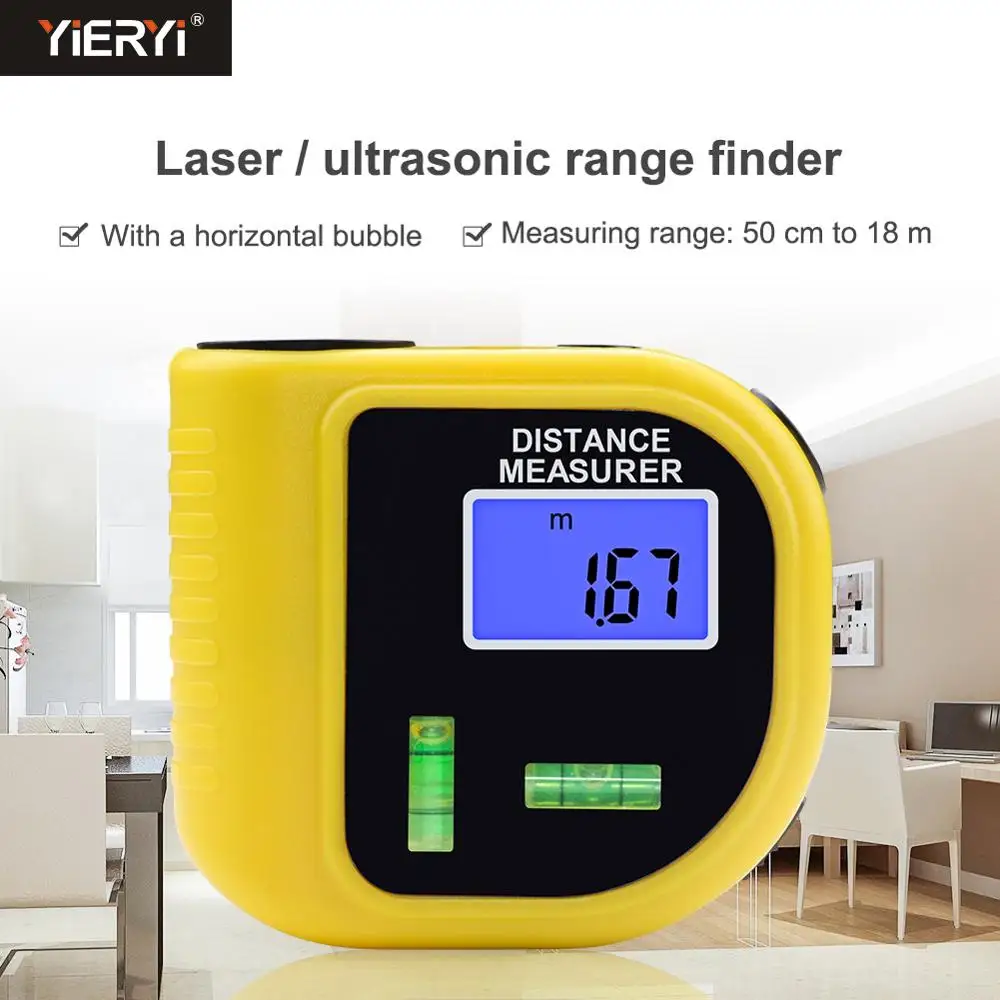 Yieryi CP-3010 18M Mini Ultrasonic Digital Tape Measure Laser Range Finder Distance Meter & Laser Pointer Rangefinder Level Tool
Yieryi CP-3010 18M Mini Ultrasonic Digital Tape Measure Laser Range Finder Distance Meter & Laser Pointer Rangefinder Level Tool