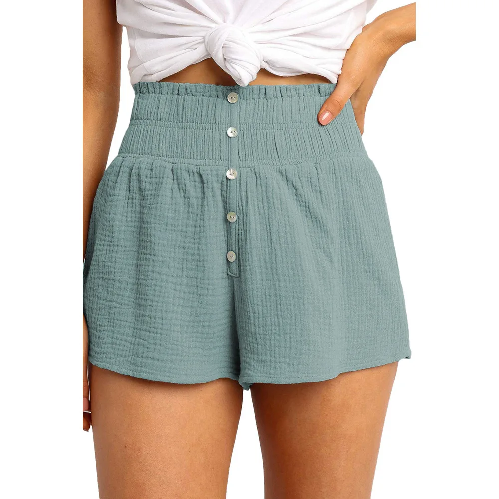 Elastic High Waist Shorts Women Solid Casual Holiday Button Slim Shorts 2020 Summer Female Pleated Wide Leg Black Short Trousers
Elastic High Waist Shorts Women Solid Casual Holiday Button Slim Shorts 2020 Summer Female Pleated Wide Leg Black Short Trousers