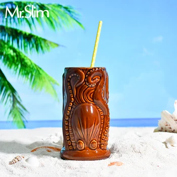 

Octopus Hawaii Tropic TIKI Bar Cocktail Cup Sandy Beach Special Drinks Tumbler Indian Skull Mug Smoothie Mixing Wine Beer Glass