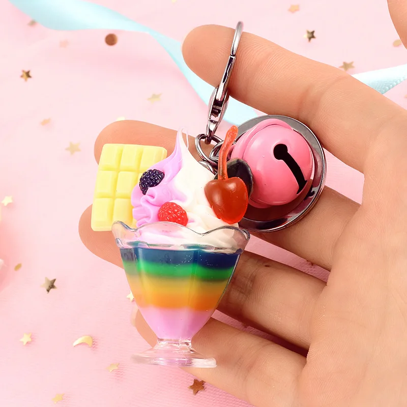Cute Simulation Food ice cream Keychain PVC Cake Pendant Key Ring Key Chain for Women Girl Backpack Keyfob Birthday Gift
Cute Simulation Food ice cream Keychain PVC Cake Pendant Key Ring Key Chain for Women Girl Backpack Keyfob Birthday Gift