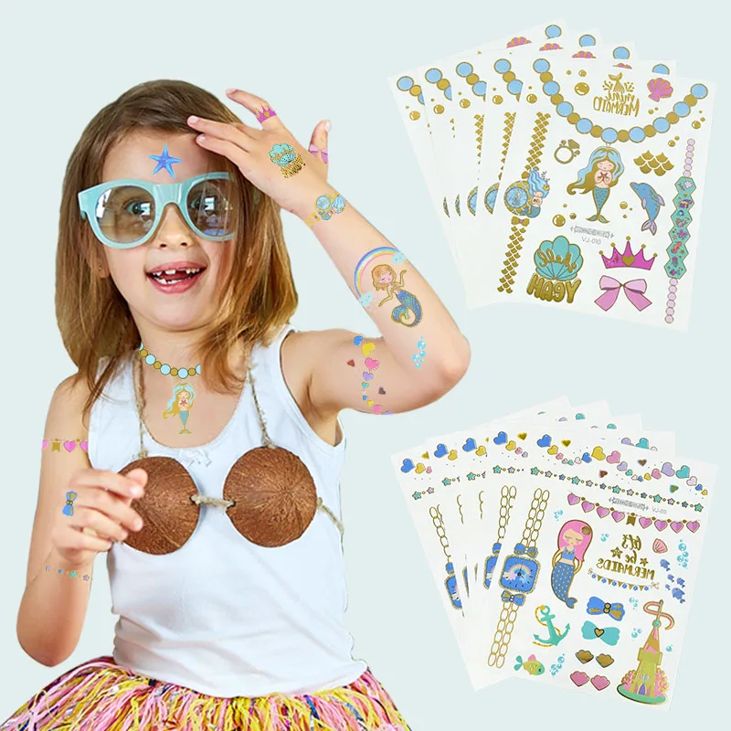 Generic 110Pcs Animal Temporary Tattoo Stickers Unicorn Mermaid Sea Fish Waterproo Tattoo