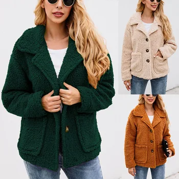 

2019 Winter Coat Women Faux Fur Coat Teddy Bear Jacket female Plush Fur Coat Notch Lapels Oversized Winter Coat Plush Jacket