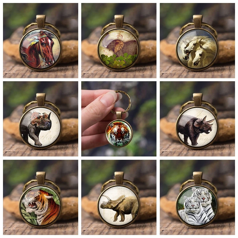 Rhino Elephant Tiger Horse Round Photo Wild Animal Keychain Car Key Ring Glass Cabochon Jewelry Cute Pet Pendant Women Men Gift
Rhino Elephant Tiger Horse Round Photo Wild Animal Keychain Car Key Ring Glass Cabochon Jewelry Cute Pet Pendant Women Men Gift