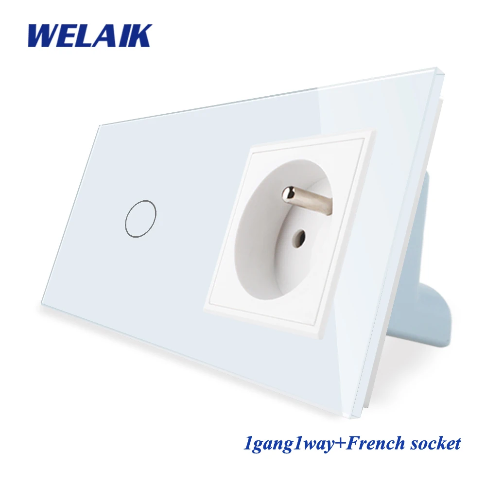 WELAIK-1 Brand EU 2Frame 1Gang1Way+France Socket Crystal Glass Panel Wall Touch Switch Light Switch AC250V A29118FCW
WELAIK-1 Brand EU 2Frame 1Gang1Way+France Socket Crystal Glass Panel Wall Touch Switch Light Switch AC250V A29118FCW