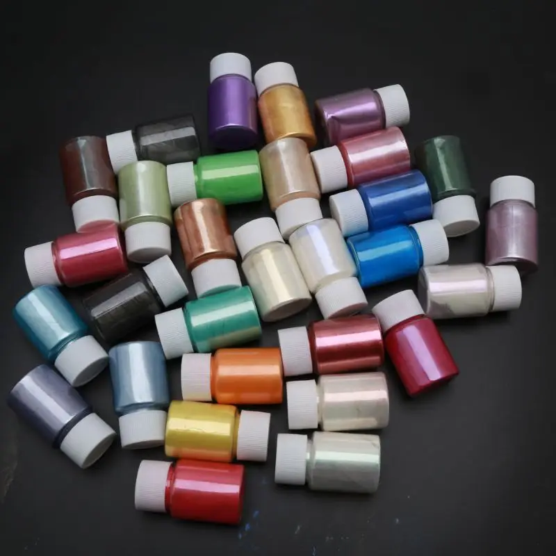 Description Picture 4 of item24 Colors Mica Pearl Powder Cosmetic Grade Resin Powdered Pigment Hand Soap Making Slime Resin Dye Candle Making 0.35oz