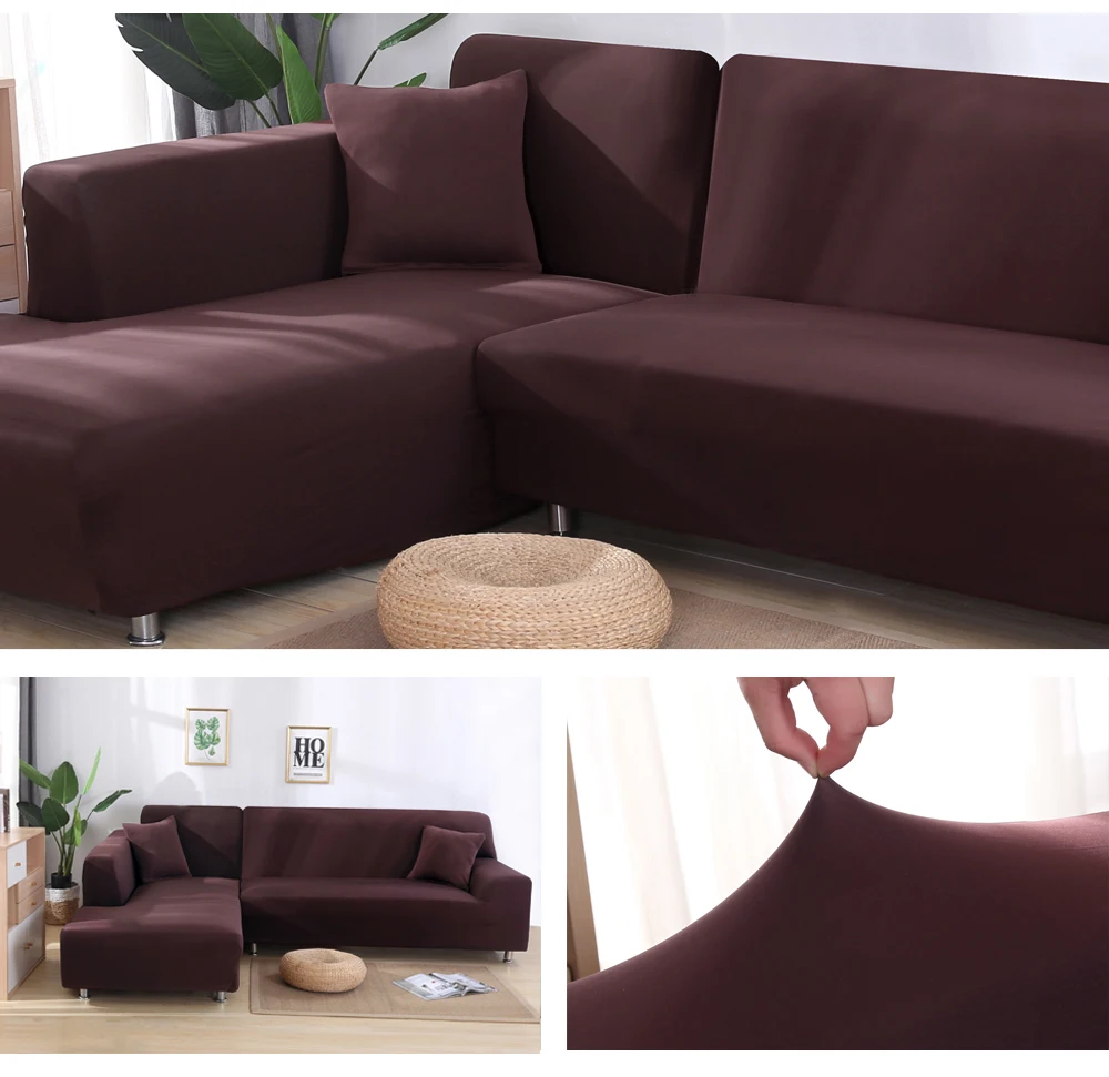 2Pcs Sofa Cover for Living Room Couch Cover Elastic L Shaped Corner Sofas Covers Stretch Chaise Longue Sectional Slipcover