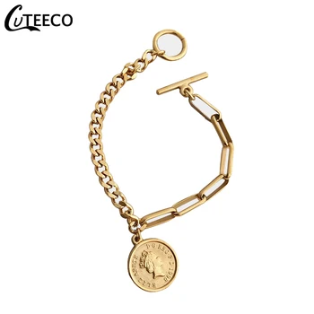 CUTEEECO Titanium Steel Portrait Coin Charm Bracelets for Women Fashion Toggle Clasp Link Chain Bracelet Jewellery Bijoux Femme
CUTEEECO Titanium Steel Portrait Coin Charm Bracelets for Women Fashion Toggle Clasp Link Chain Bracelet Jewellery Bijoux Femme