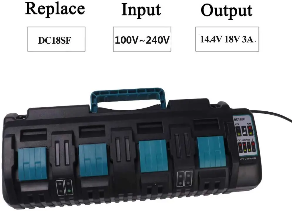 18V 4 Ports Dual USB Battery Charger For BOSCH14.4V Charging BL1415 BL1815 BH1220 BH1222C BH1420 BH9020 BH9020A BH1427 BL1430
18V 4 Ports Dual USB Battery Charger For BOSCH14.4V Charging BL1415 BL1815 BH1220 BH1222C BH1420 BH9020 BH9020A BH1427 BL1430