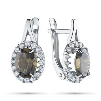 Earrings made of silver with раухтопазом and cubic zirconia э0641сг04200341
Earrings made of silver with раухтопазом and cubic zirconia э0641сг04200341