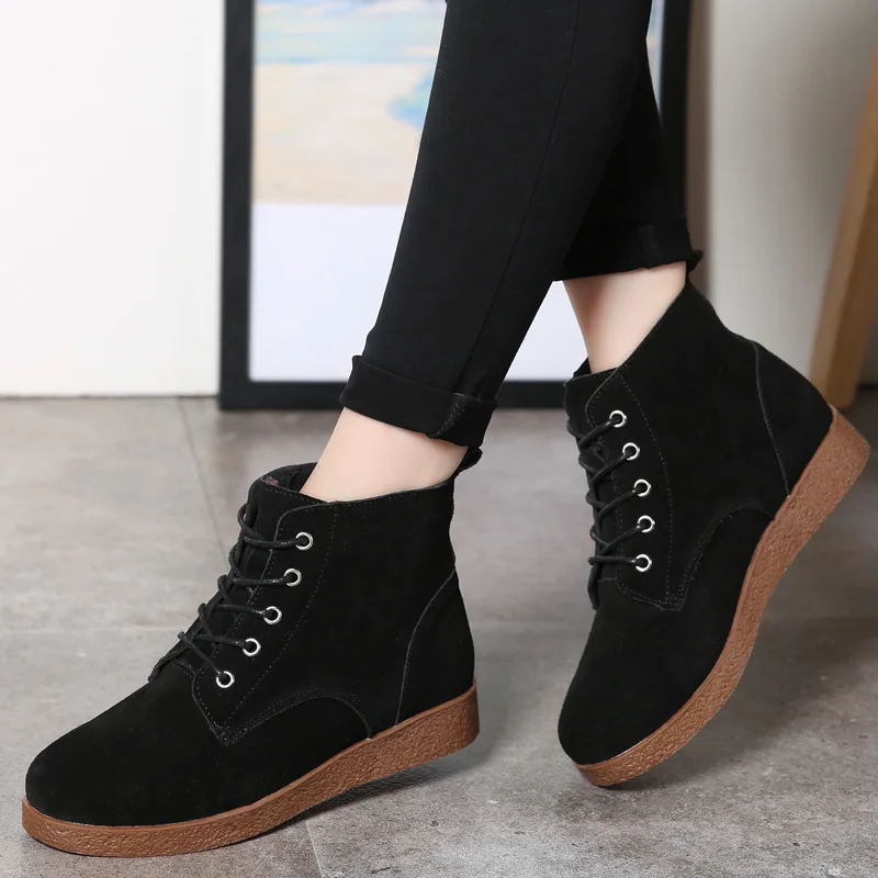 Winter New Style Cotton Boots Women's Flat Lace-up Dull Polish Cowhide Swede Leather Short Boots WOMEN'S Shoes Retro plus Velvet
Winter New Style Cotton Boots Women's Flat Lace-up Dull Polish Cowhide Swede Leather Short Boots WOMEN'S Shoes Retro plus Velvet